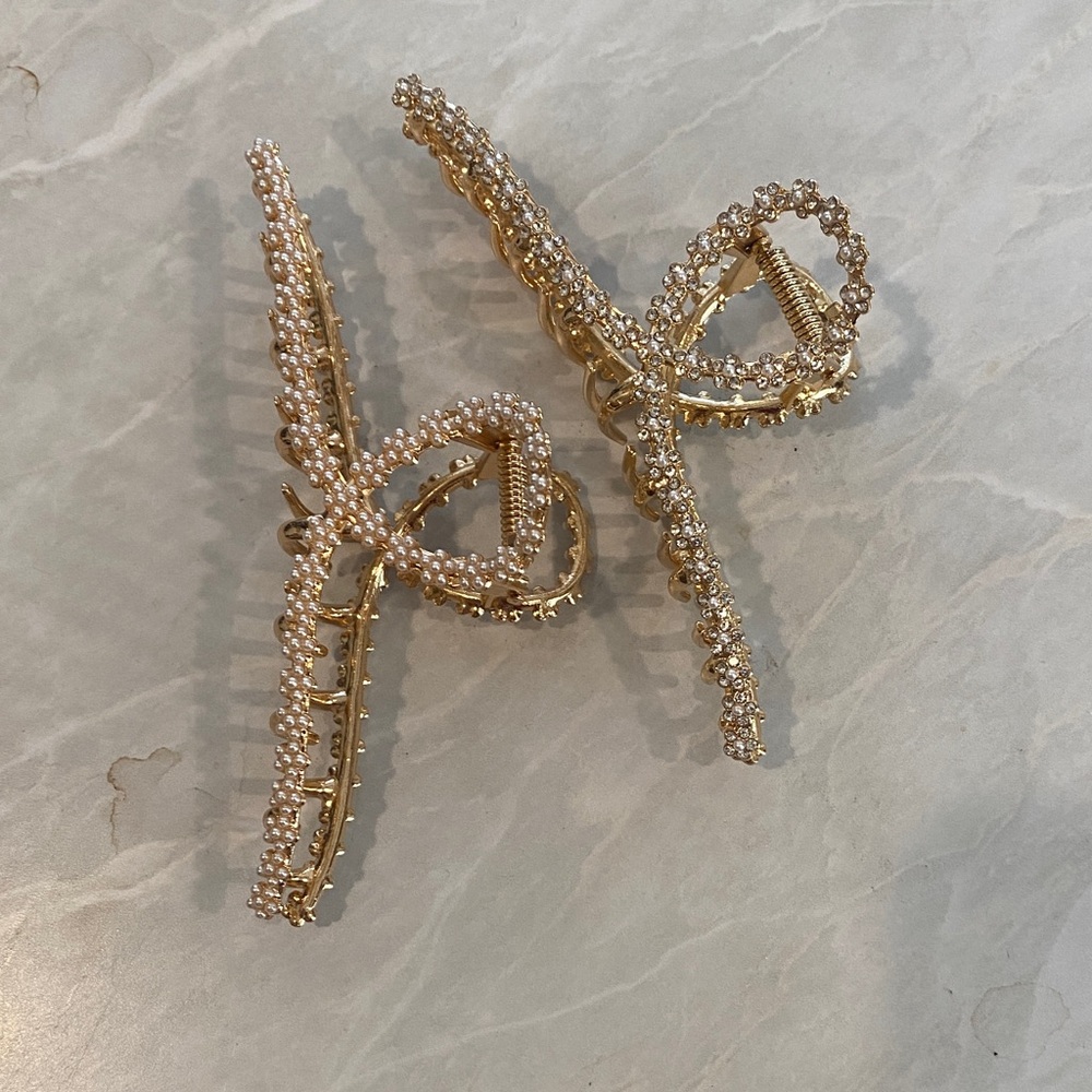 Gold and Pearl Hair Clips